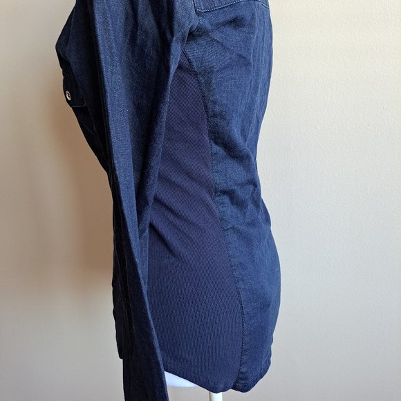Guess Women's Blue Demin V Neck Button down Shirt Top Size S - Picture 11 of 15